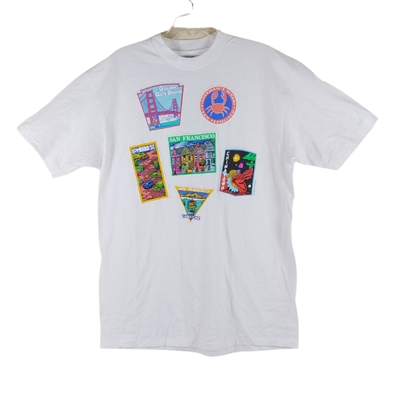 Vintage 1989 San Francisco 3D graphic tee shirt white size XL Single Stitch - Picture 1 of 8
